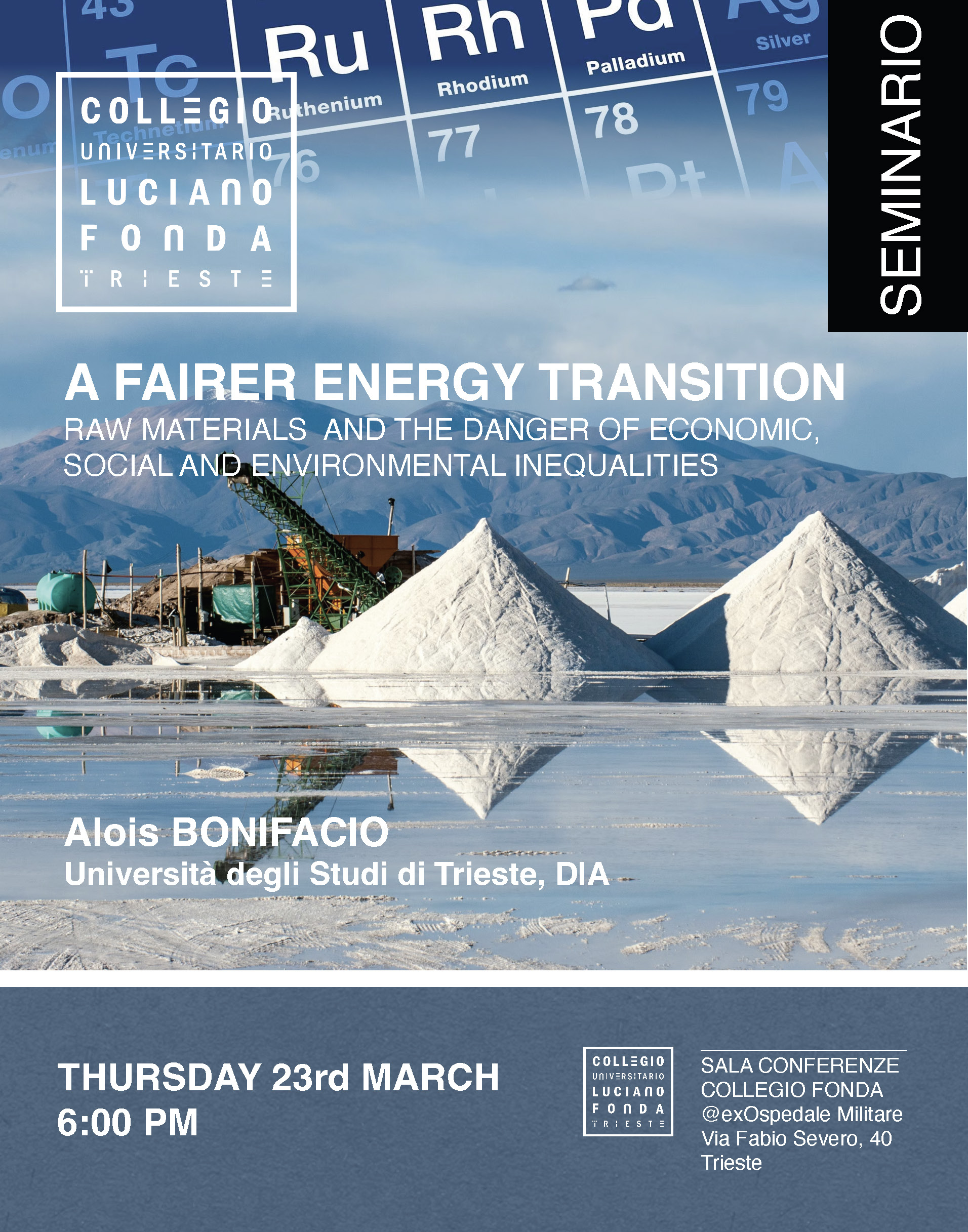 A FAIRER ENERGY TRANSITION – Thursday, 23rd March 2023 – Seminar by Alois Bonifacio