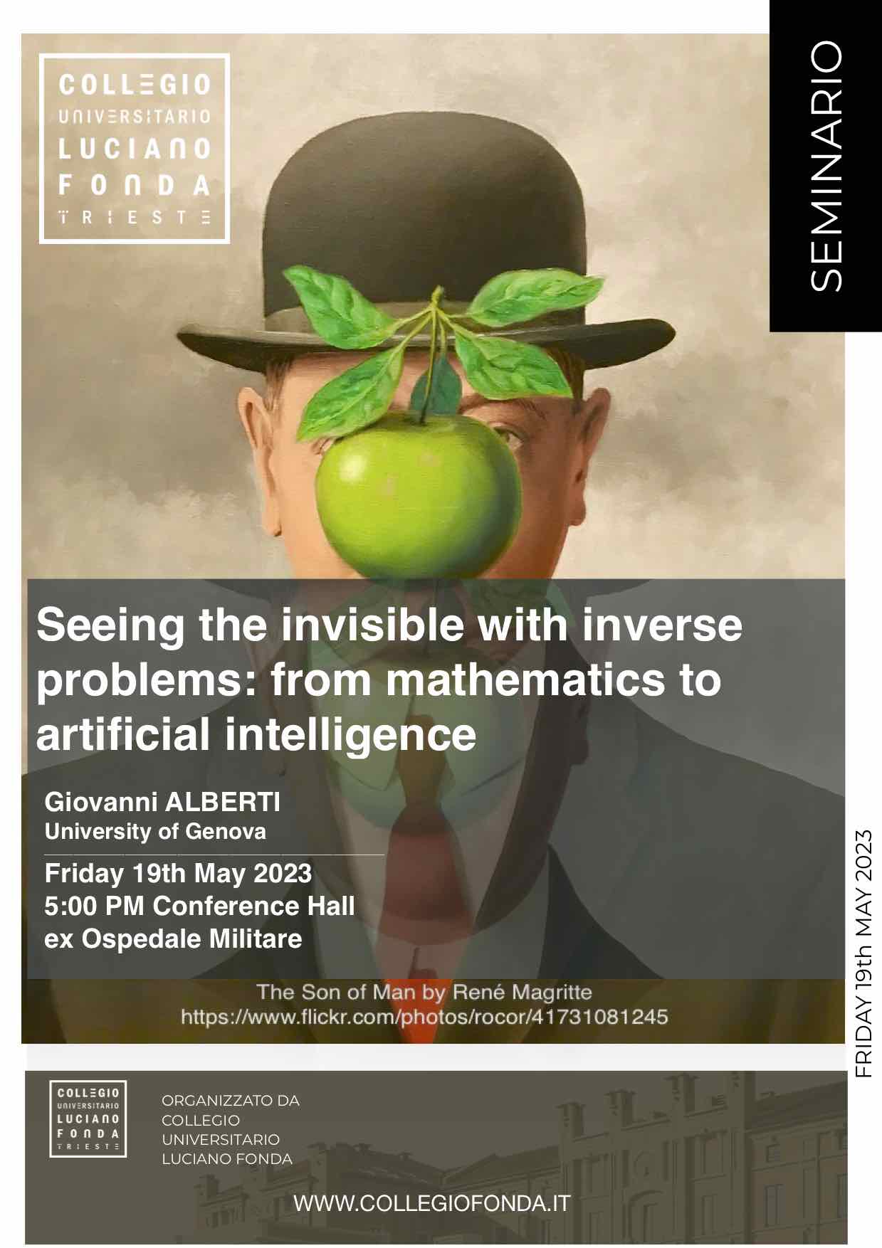 SEEING THE INVISIBLE WITH INVERSE PROBLEMS: FROM MATHEMATICS TO ARTIFICIAL INTELLIGENCE – Friday, 19th of May 2023 – Seminar by Giovanni Alberti