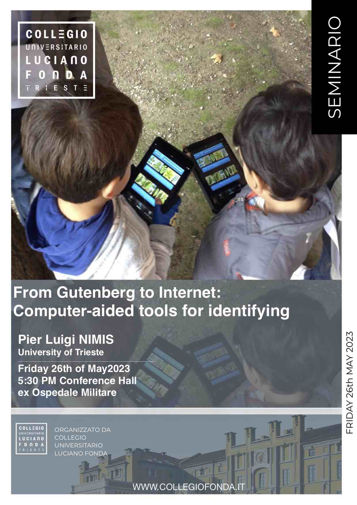 FROM GUTENBERG TO INTERNET: COMPUTER-AIDED TOOLS FOR IDENTIFYING BIODIVERSITY – Friday, 26th of May 2023 – Seminar by Pier Luigi Nimis